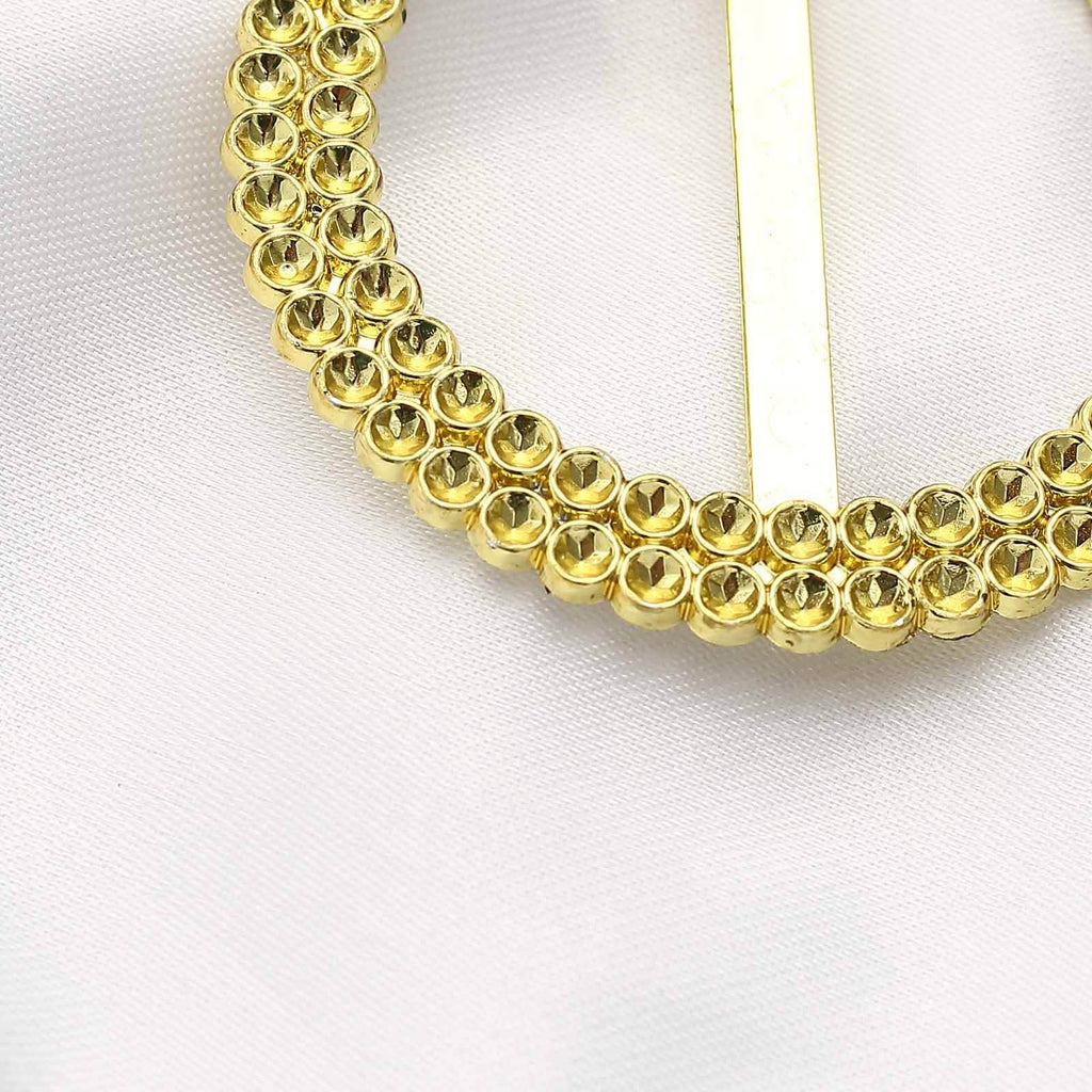 20 Pack Diamond Round Chair Sash Band Buckle Pins Gold - Timeless Rhinestone Napkin Rings for Weddings & Gatherings 2.5"