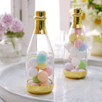 12-Pack Fillable Mini Champagne Bottle Candy Container Clear Gold - Unique Candy Treat Favor Containers 6"