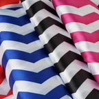 54"x10 Yards Champagne White Chevron Print Satin Fabric Roll, Zig Zag DIY Craft Fabric Bolt