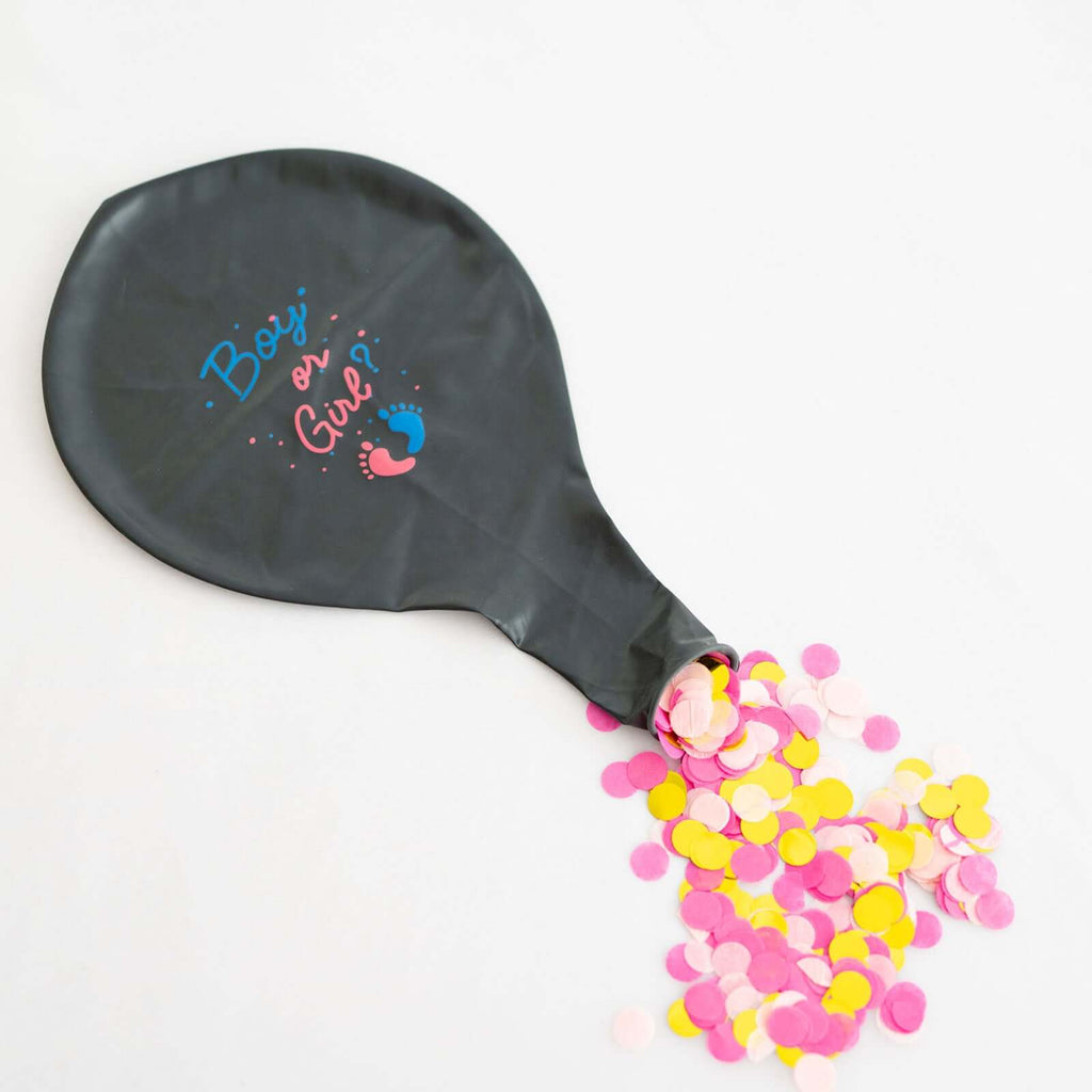 24" Gender Reveal Pink Confetti Filled Boy Or Girl Print Latex Balloon