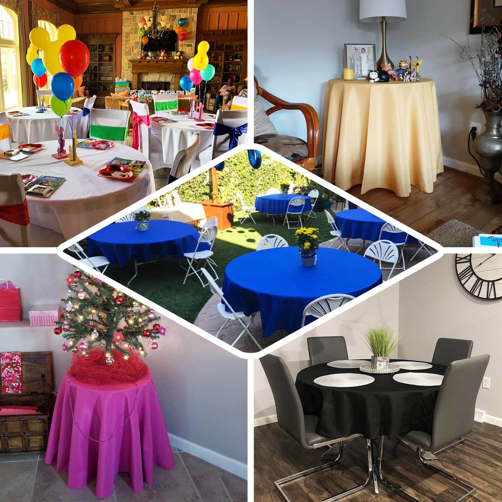 Polyester 70" Round Tablecloth Beige - Durable & Wrinkle-Resistant Table Cover