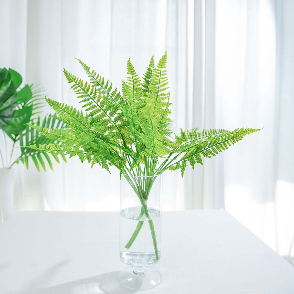 2 Stems 19" Green Artificial Boston Fern Leaf Plant Indoor Faux Spray