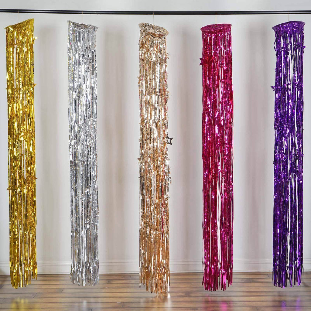 Metallic Fuchsia Foil Fringe Hanging Curtain Column