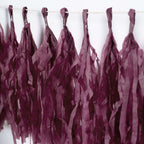 12 Pack Pre-Tied Eggplant Tissue Paper Tassel Garland With String, Hanging Fringe Party Streamer Backdrop Decor