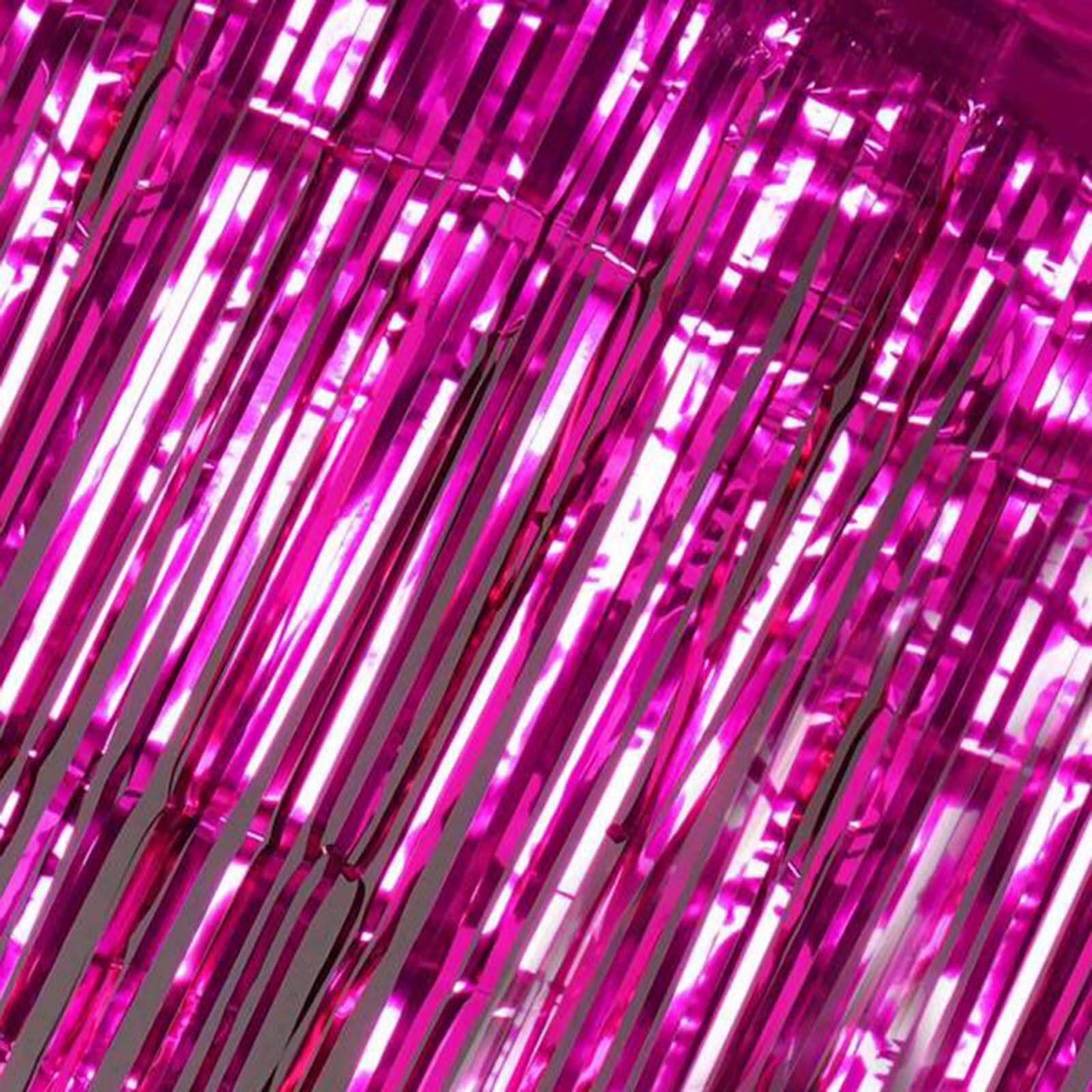 8ft Fuchsia Metallic Tinsel Foil Fringe Doorway Curtain Party Backdrop
