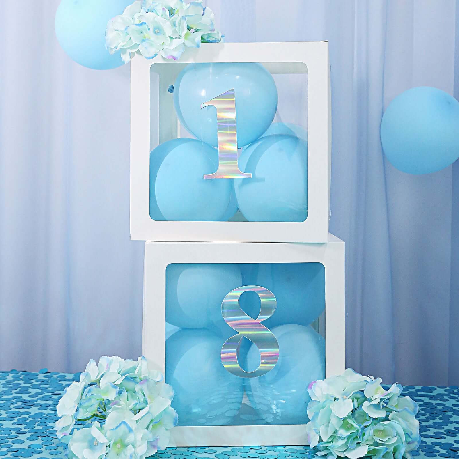 4 Pack 5" Iridescent 0-9 Number Stickers Banner, Customizable Stick on Numbers - 2