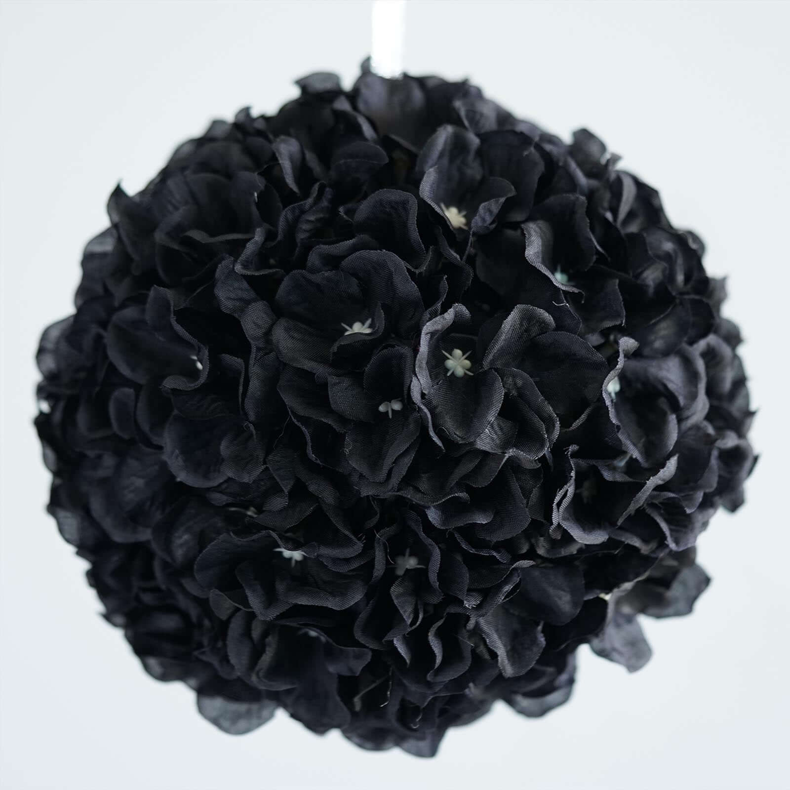 4 Pack 7" Black Artificial Silk Hydrangea Kissing Flower Balls