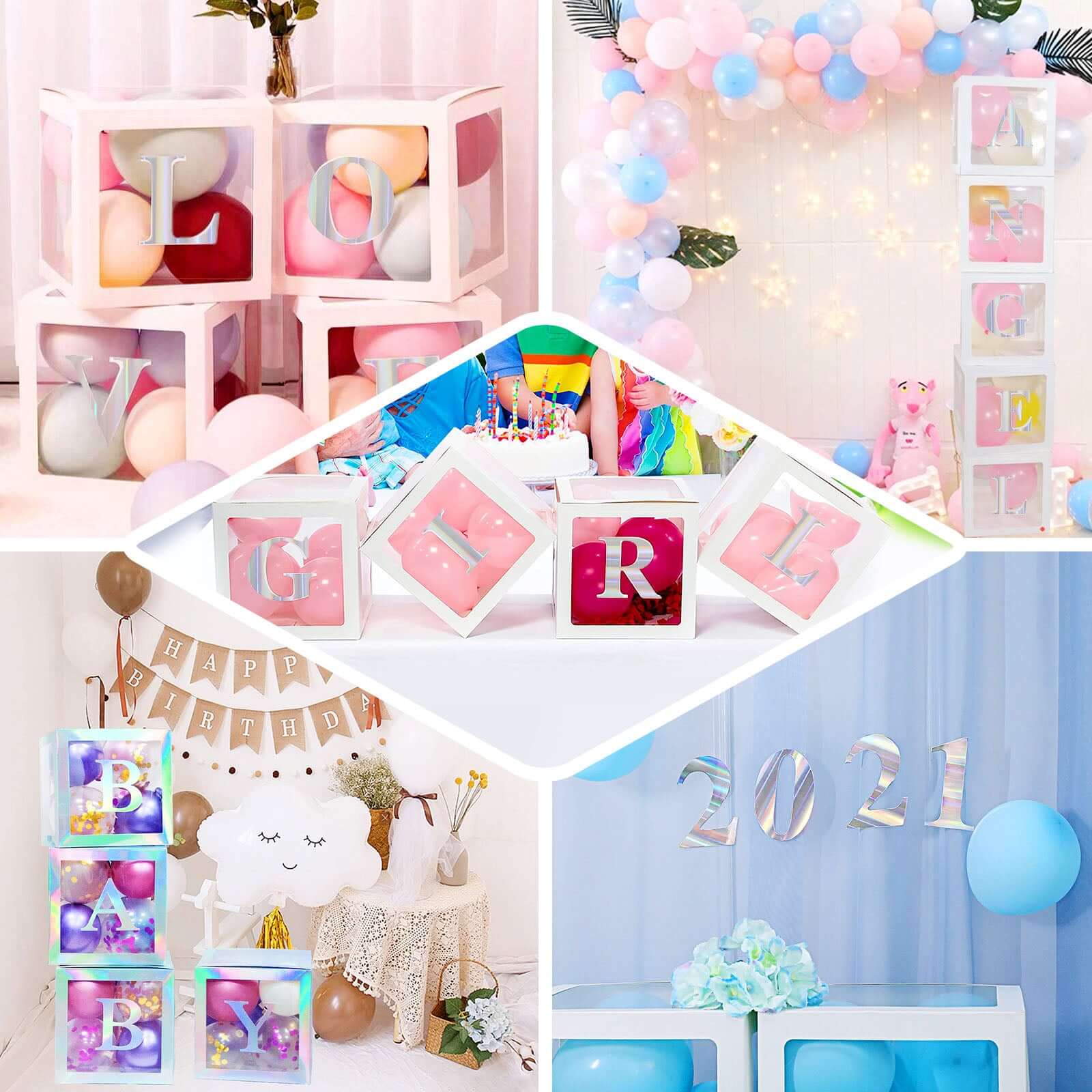 4-Pack Stickers Banner Custom 0-9 Number "7" Design Iridescent - Milestone Age and Date Stick-On Numbers 5"