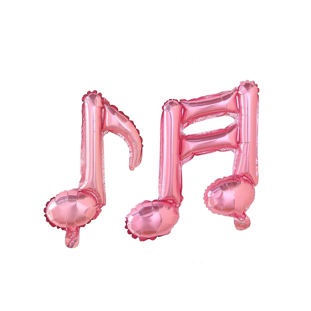 6 Pack Rose Gold Single and Double Music Note Mylar Foil Balloons