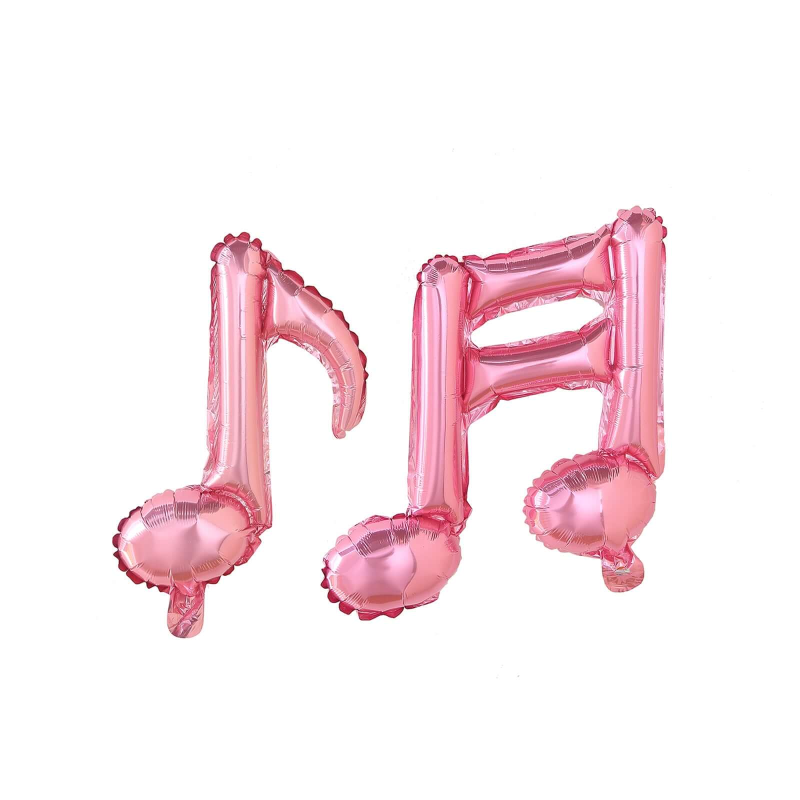 6 Pack Rose Gold Single and Double Music Note Mylar Foil Balloons