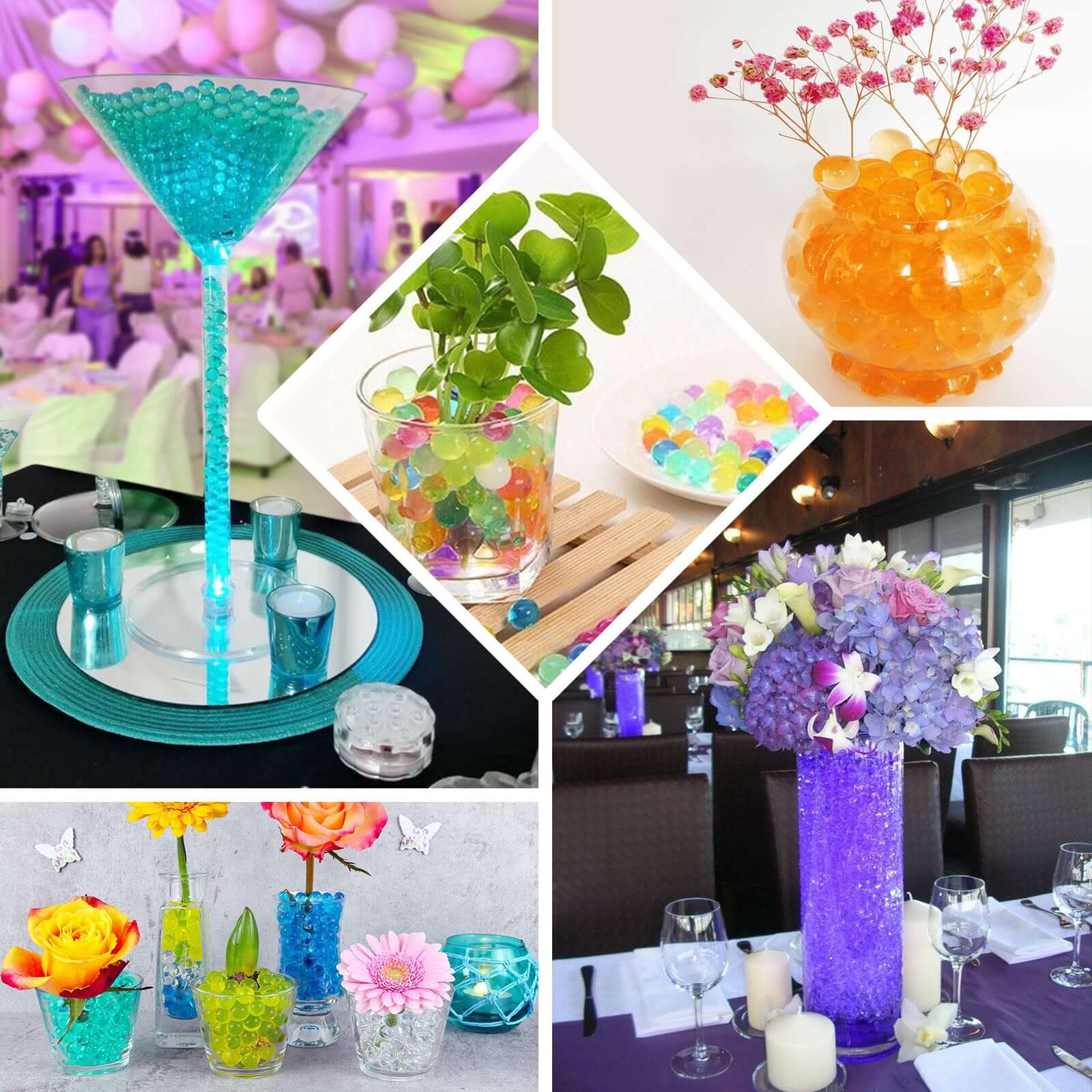 200-250 Pcs Water Gel Beads Vase Filler Clear - Small Nontoxic Jelly Balls for Floating Candles & Floral Displays