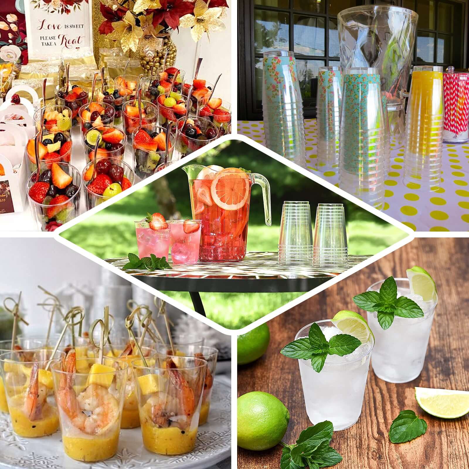 25-Pack Plastic Tumbler Cups Clear - Stylish Disposable Party Glasses 10oz