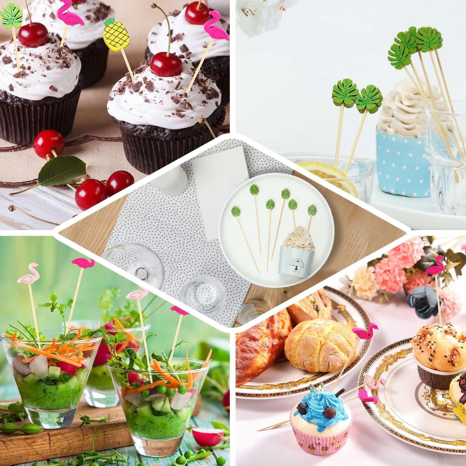 50-Pack Bamboo Wooden Tongs Disposable Flatware Eco Friendly Natural - Biodegradable Party Serving Utensils 6"