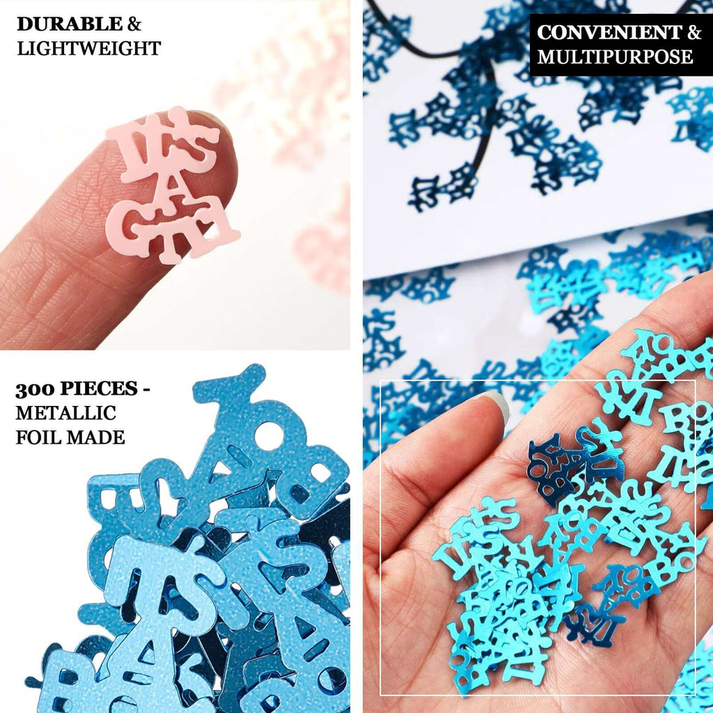 300 Pcs Metallic Foil Baby Shower Table Confetti, Pink Festive Party Sprinkles Cute Design