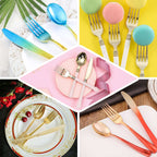 24 Pack - 8" Rainbow Ombre Design Heavy Duty Plastic Knives