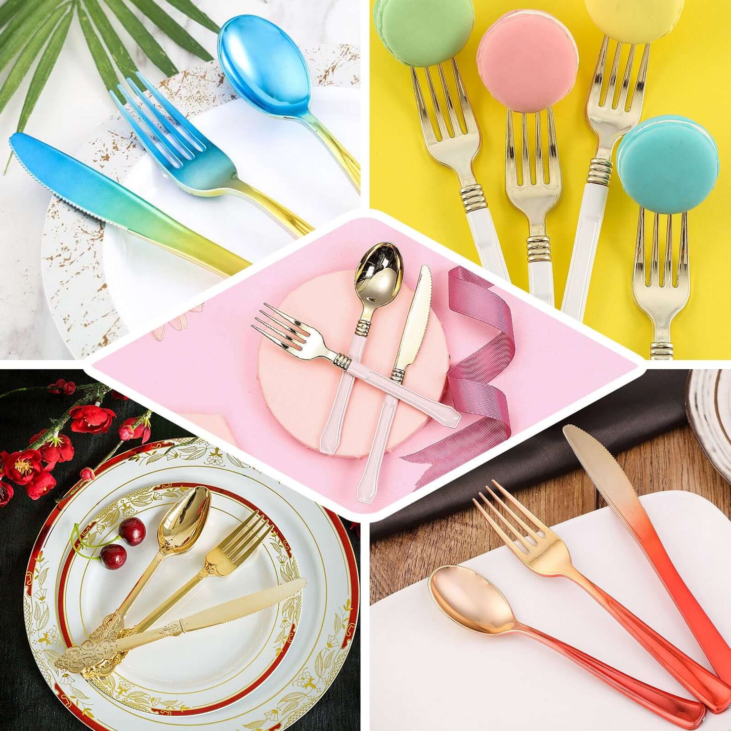 24 Pack - 8" Rainbow Ombre Design Heavy Duty Plastic Knives