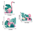Green Tropical Palm Leaves and Flamingo Wall Decals, Peel Removable Stickers