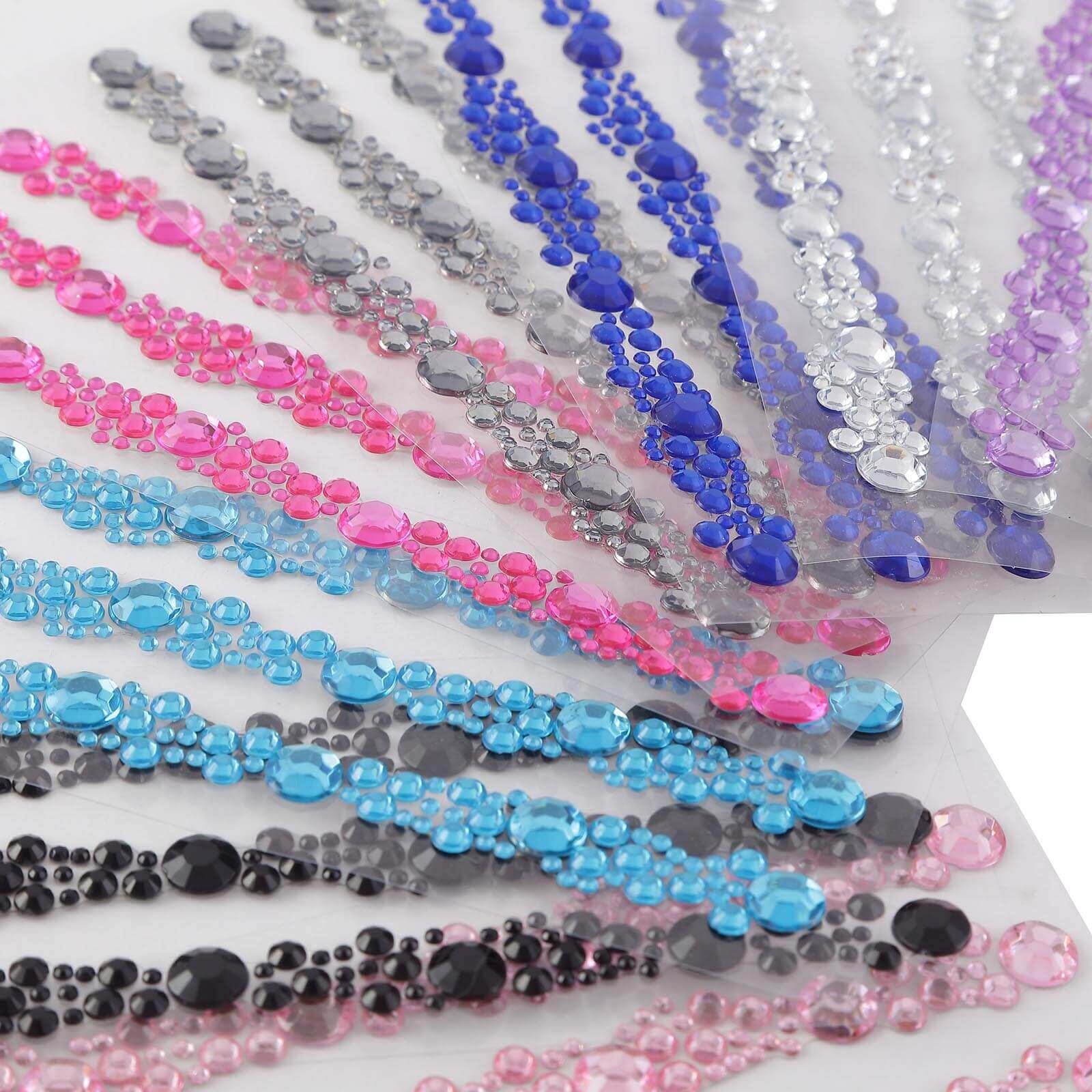 3 Pack Red Heptagon Self Adhesive Rhinestone Gem Craft Stickers