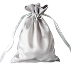 12 Pack 5"x7" Silver Satin Drawstring Wedding Party Favor Gift Bags