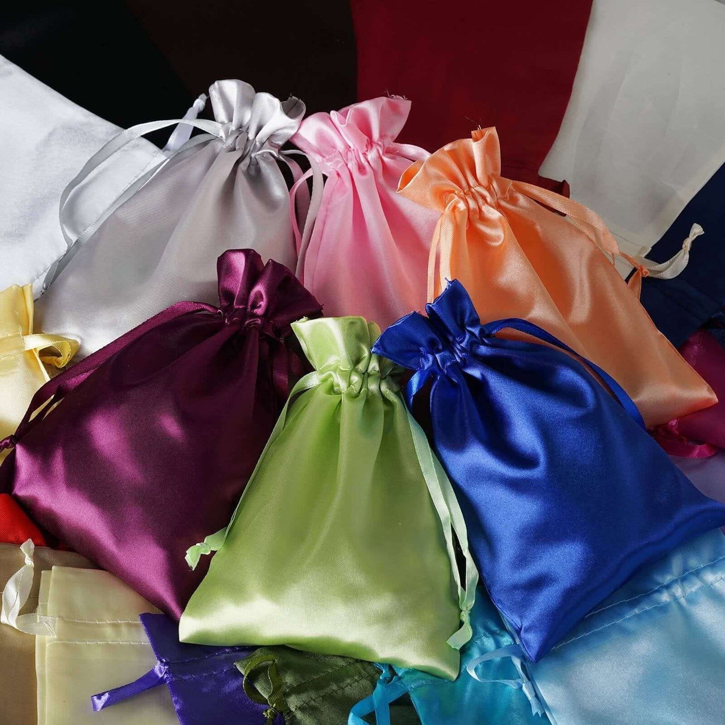 12 Pack 5"x7" Champagne Satin Drawstring Wedding Party Favor Gift Bags