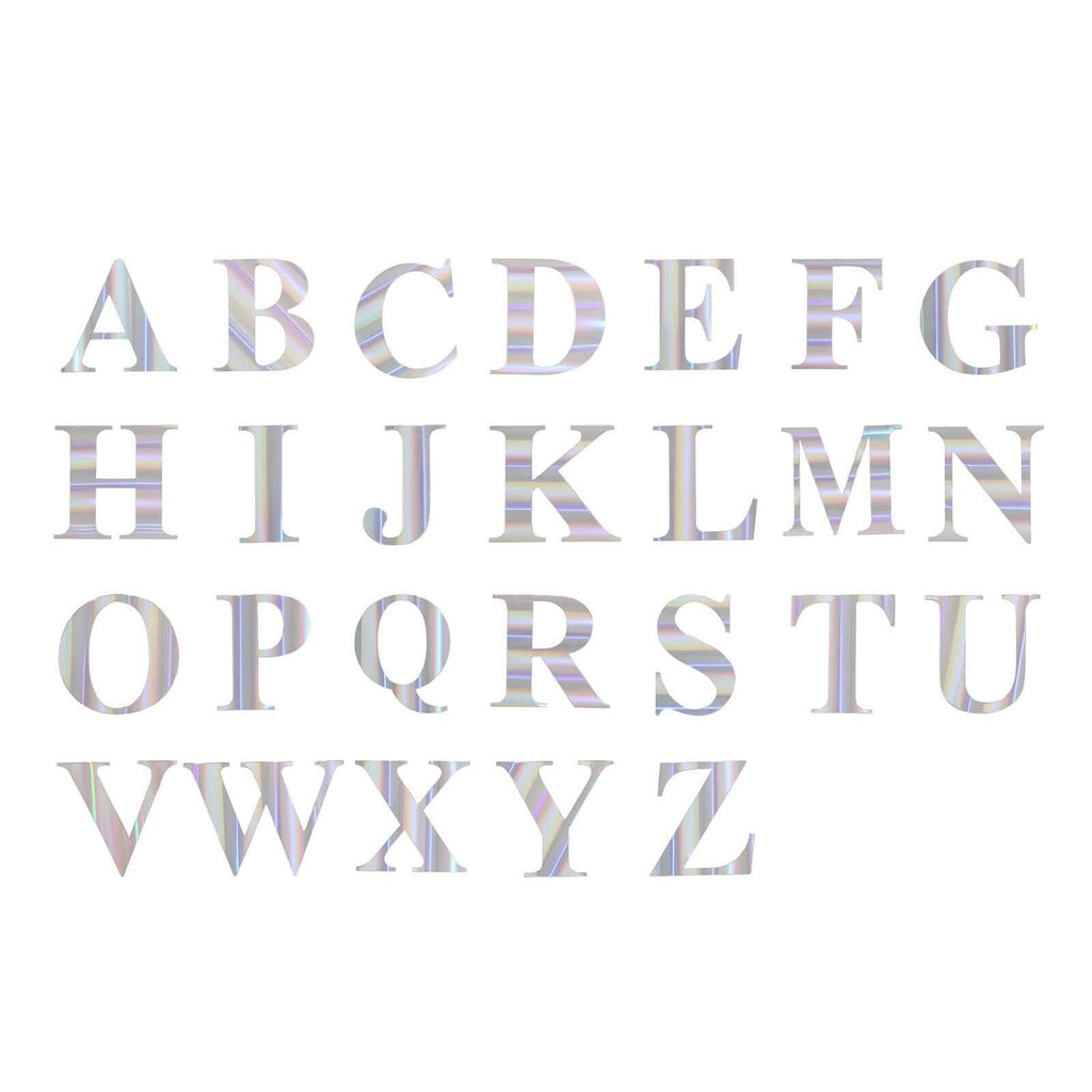 4 Pack 5" Iridescent Alphabet Stickers Banner, Customizable Stick on Letters - A
