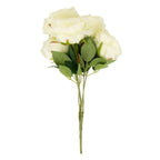 2 Bushes 17" Ivory Premium Silk Jumbo Rose Flower Bouquet, High Quality Artificial Wedding Floral Arrangements