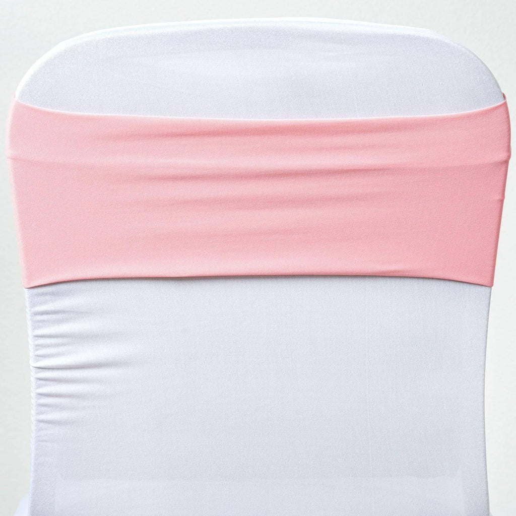 5 Pack Stretch Spandex Chair Sashes Pink - Fitted Finish Two Ply Heavy Duty Chair Bands 5"x12"
