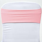 5 Pack Stretch Spandex Chair Sashes Pink - Fitted Finish Two Ply Heavy Duty Chair Bands 5"x12"