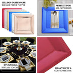 10-Pack Disposable Square Charger Plates in Champagne with Leather Like Texture - 1100GSM Durable Paper Chargers 13"