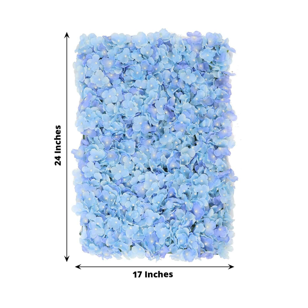 11 Sq ft. Light Blue UV Protected Hydrangea Flower Wall Mat Backdrop - 4 Artificial Panels