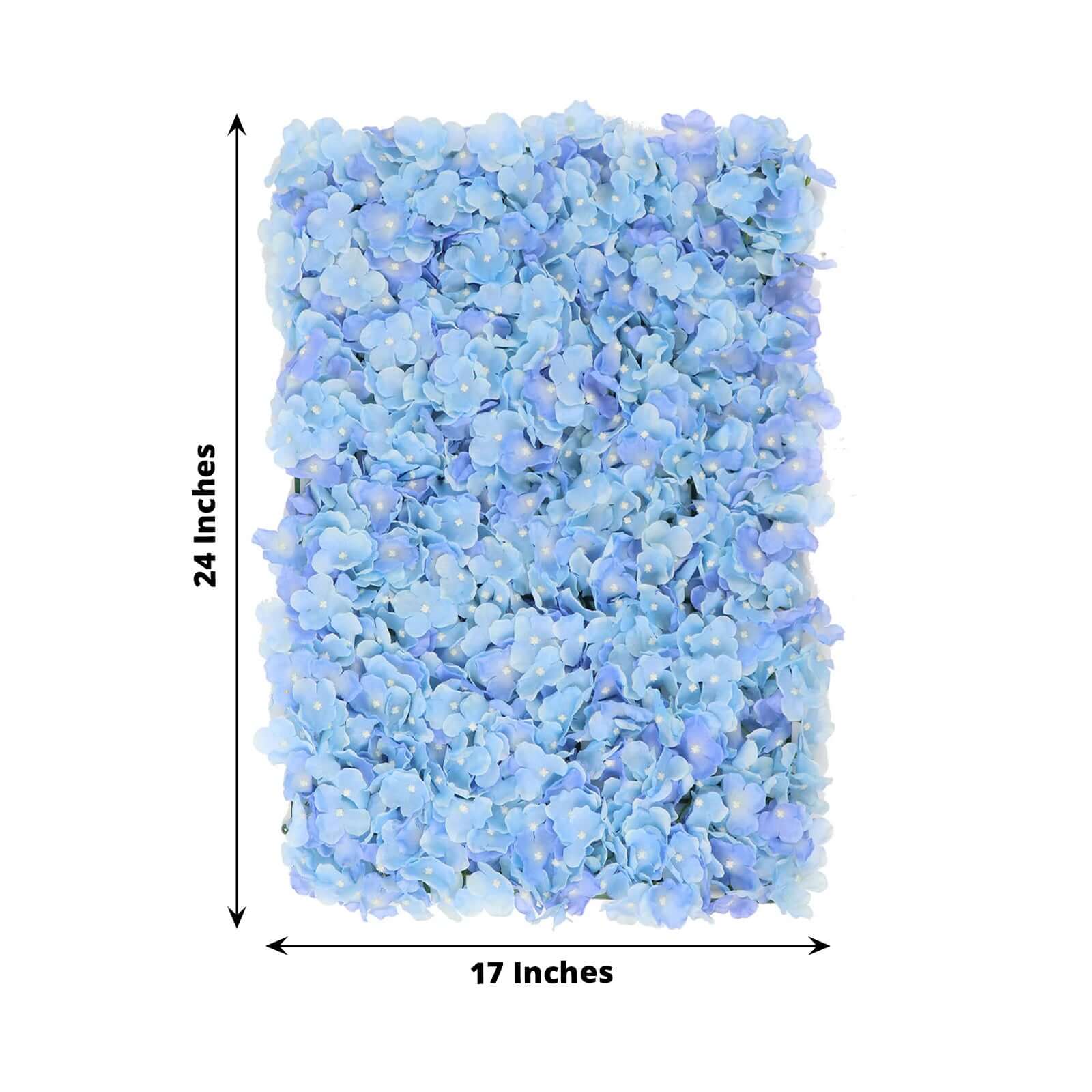 11 Sq ft. Light Blue UV Protected Hydrangea Flower Wall Mat Backdrop - 4 Artificial Panels