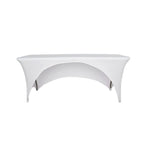 Stretch Spandex 72"x30" Rectangular Table Cover White with Curved Open Back Design Tailored Professional Look for Tradeshows, Events & Exhibitions