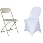 Stretch Spandex Chair Cover White for Folding Chairs - Reusable & Wrinkle-Resistant 160GSM Fitted Slipcover for a Polished Look