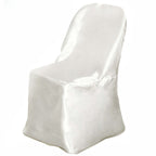 Satin Chair Covers for Folding Chairs Ivory with Glossy Sheen - Reusable Covers