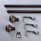 42"-126" Adjustable Curtain Rod Set, Chocolate Brown, Marble Finials