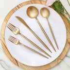 50-Pack Plastic Utensil Set Gold - Premium Disposable Heavy Duty Sleek Flatware