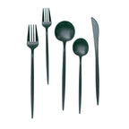 50-Pack Plastic Utensil Set Hunter Emerald Green - Premium Disposable Heavy Duty Sleek Flatware