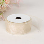 10 Yards 1.5" Ivory Sheer Organza Wired Edge Ribbon