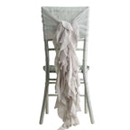 1 Set Chiffon Hoods Chair Sashes with Willow Ruffles Design Silver - Stylish Chair Bow Decor