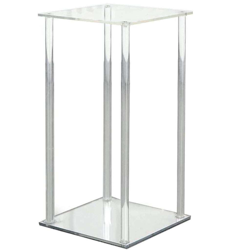 Acrylic Flower Vase Pillar Stand with Square Mirror Base Clear - Versatile Wedding Table Centerpiece 24"