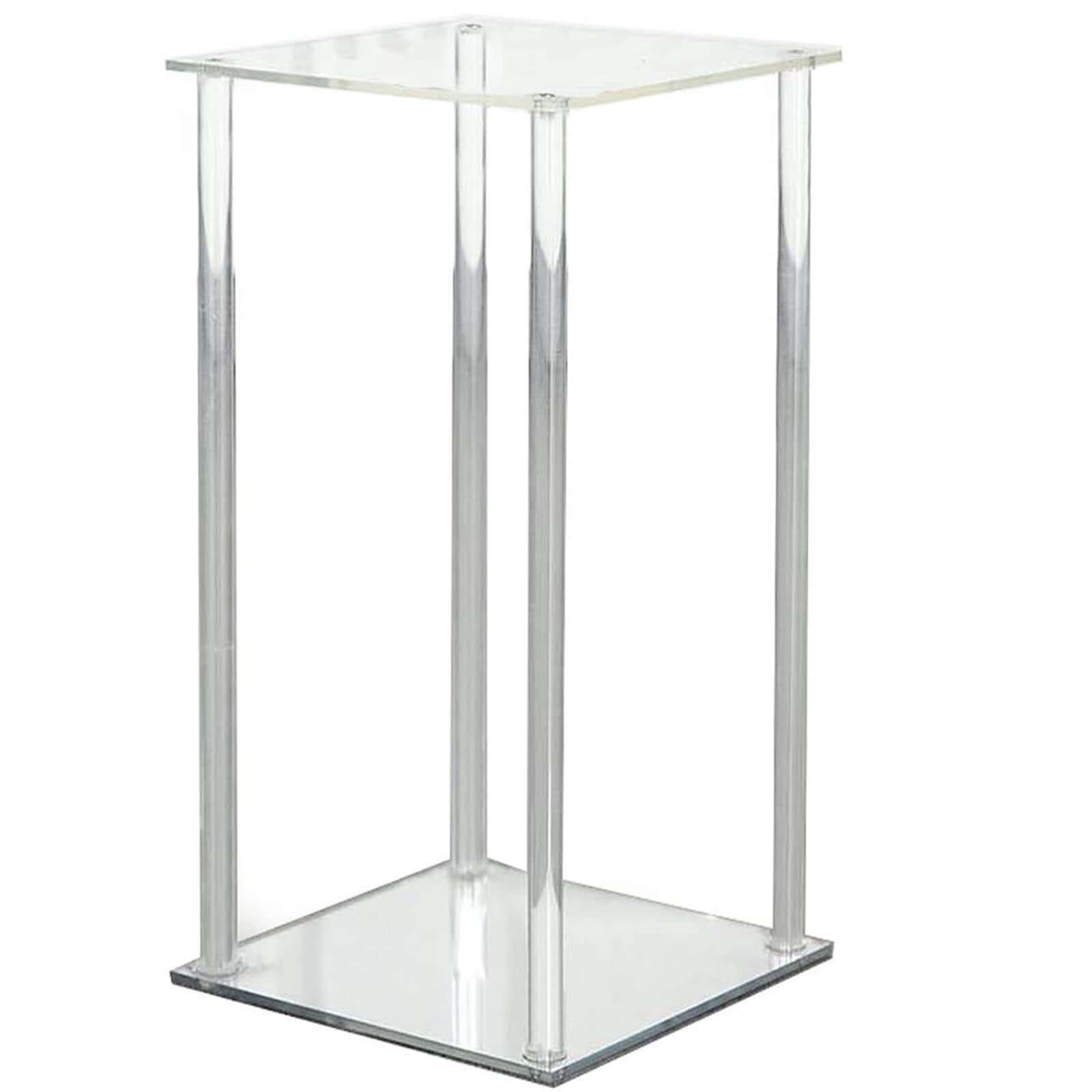 Acrylic Flower Vase Pillar Stand with Square Mirror Base Clear - Versatile Wedding Table Centerpiece 24"