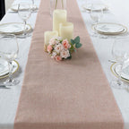Faux Linen 14"x108" Table Runner Dusty Rose - Rustic Style Table Decor