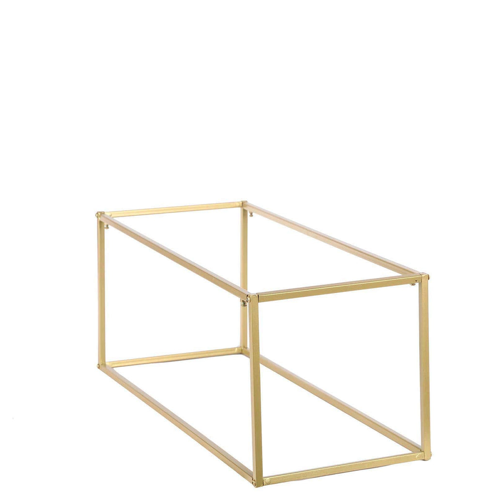 2-Pack Wedding Flower Stand Gold Metal Geometric Column Frame Rectangular - Versatile Floral Pedestal for Sophisticated Arrangements 24"