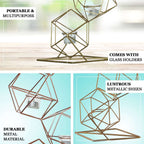 Tealight Candle Holder Metal Linked Geometric Design Gold with Votive Glass Holders - Sophisticated Decor for Tables & Gatherings 25"