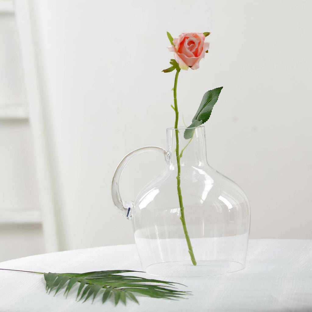 Glass Candle Holder Cloche Jar Dome Clear with Wooden Base - Stylish Centerpiece for Floral Displays 10"