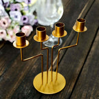 2-Pack Geometric Taper Candelabra 4 Arm Design Gold Metal Decorative Centerpiece - Perfect for Events 8"