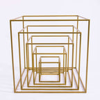 2-Pack Metal Flower Stands Gold Geometric Wedding Centerpieces Square Frame - Compact Design 8"
