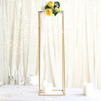 2-Pack Wedding Flower Stand Gold Metal Geometric Column Frame Rectangular - Versatile Floral Pedestal for Sophisticated Arrangements 40"