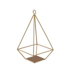 2-Pack Tealight Candle Holders Gold Metal Pyramid Geometric Open Frame - Flower Stand 9"
