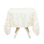 Taffeta 54"x54" Square Tablecloth Ivory 3D Leaf Petal Table Cover